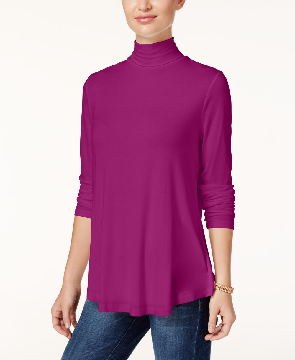 JM Collection Women's Petite Turtleneck Top Pink Size PXL