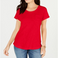 Style & Co Women's Cotton Crew Neck T-Shirt -Red Size XXL
