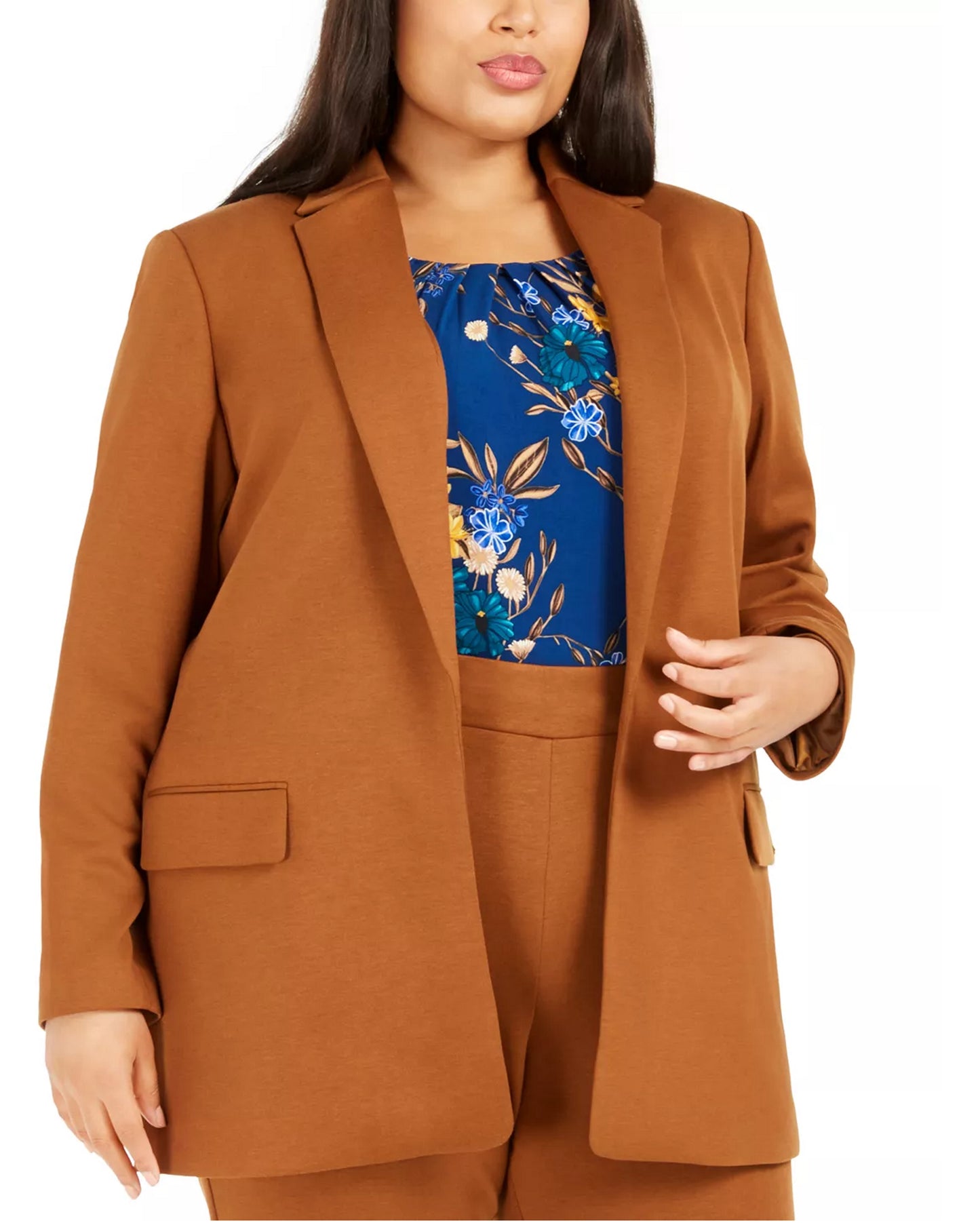 Calvin Klein Women's Plus Size Notched Lapel Blazer Brown Size 20W