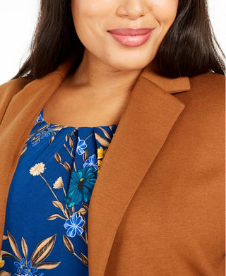 Calvin Klein Women's Plus Size Notched Lapel Blazer Brown Size 20W