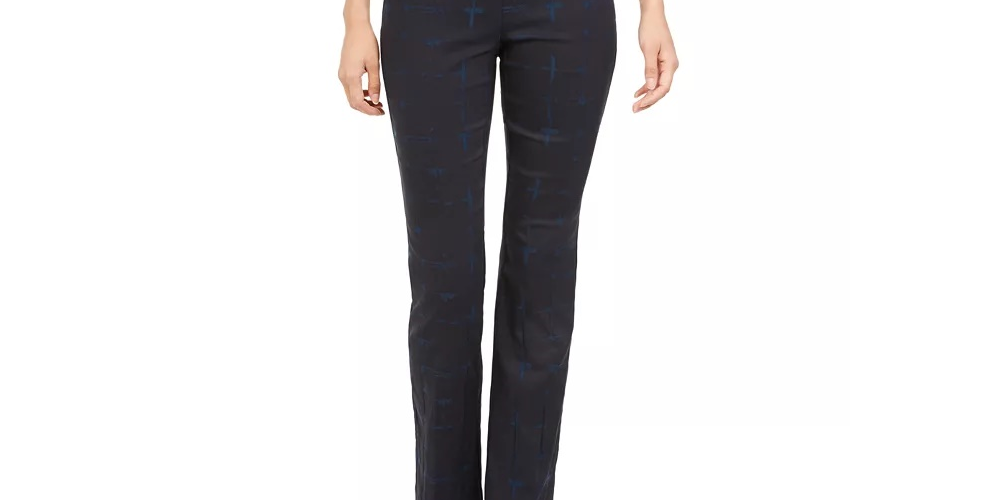 Alfani Women's Jacquard Tummy Control Pants Blue Size 2 Petite