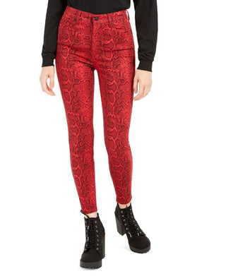 Celebrity Pink Junior's Printed Colored Wash Skinny Ankle Jeans Red Size 5