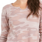 Style & Co Women's Printed Split Neck Cotton Thermal Top Pink Size M