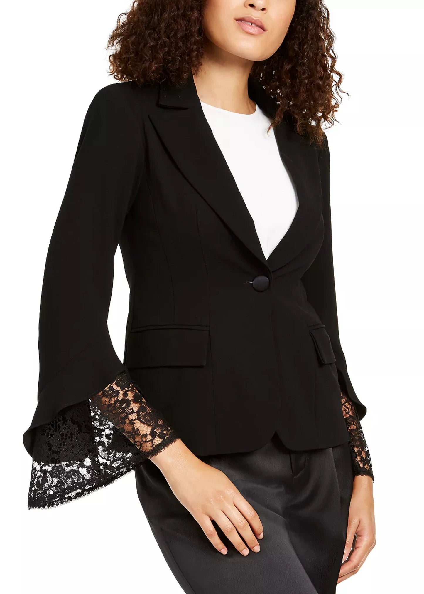 Nanette Lepore Women's Lace Sleeve Blazer Black Size 10