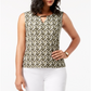 JM Collection Women's Printed Keyhole Jacquard Top Green Size S