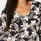 Karen Scott Women's Floral-Print V-Neck Top Black Size X Small