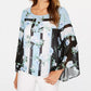 Alfani Women's Printed Angel-Sleeve Top Blue Size Large