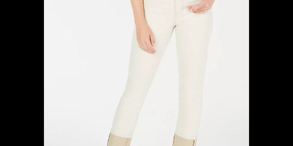 OAT Women's Cuffed Straight-Leg Jeans White Size Square 30