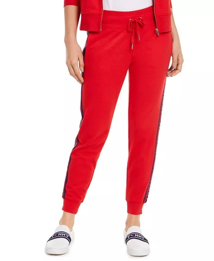 Tommy Hilfiger Women's Sport Logo Jogger Pants Red Size Large
