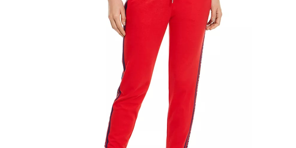 Tommy Hilfiger Women's Sport Logo Jogger Pants Red Size Large