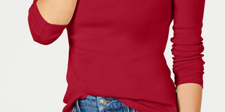 Charter Club Women's Pima Cotton Long-Sleeve Top Red Size Large