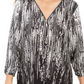 JM Collection Women's Petite Printed Zip-Neck Top Black Size Petite Medium