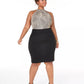 Teeze Me Women's Plus Animal Print Bandage Halter Dress Black Size 16