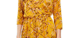 Alfani Women's  3/4-Sleeve Printed Tunic Yellow Size Petite Medium