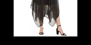 Love Squared Women's Plus Size Polka-Dot Handkerchief-Hem Dress Black/White Size 2X