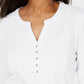 Karen Scott Women's Lace-Front Henley Top  White Size Small