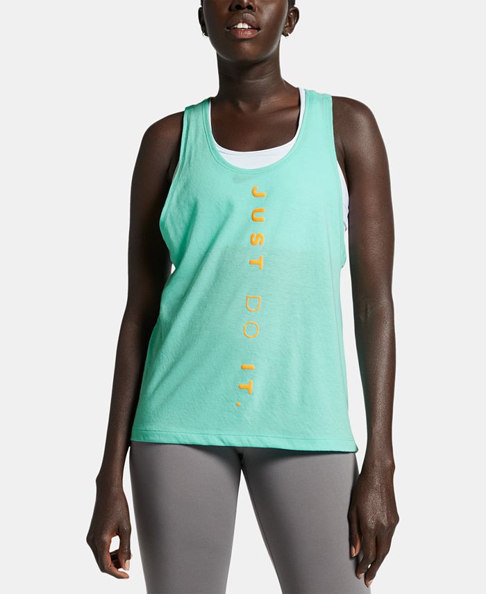 Nike Women's Miler Dri Fit Just Do It Running Tank Top Green Size Small