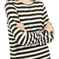 Michael Kors Women's Striped Long-Sleeve Top Regular & Large White Size Large