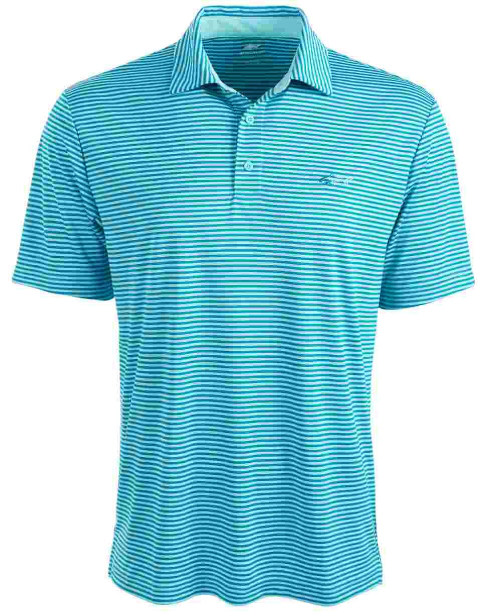 Attack Life By Greg Norman Men's Regular-Fit Performance Stretch Feeder Stripe Polo Blue Size Small