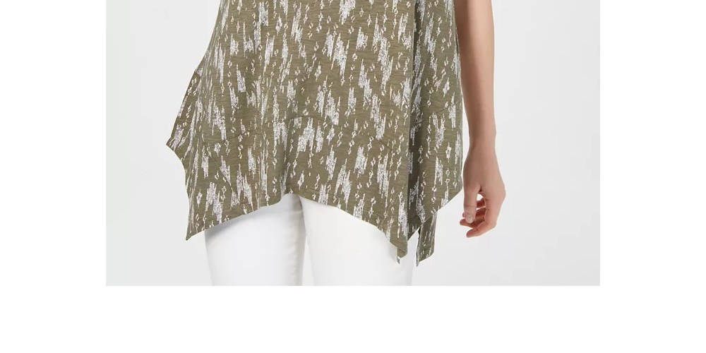 Style & Co Women's Petite Printed Tank Top Green Size PS
