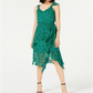 INC International Concepts Women's Animal Print Ruffled Dress Emerald Leopard Print Green Size 18