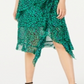INC International Concepts Women's Animal Print Ruffled Dress Emerald Leopard Print Green Size 18