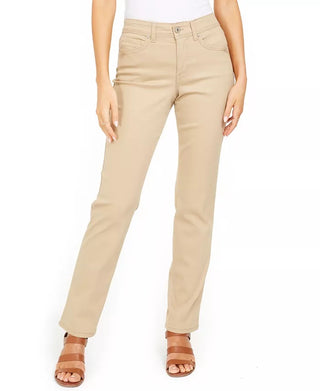 Style & Co Women's Tummy-Control Straight-Leg Fashion Jeans Beige Size 4 T/L