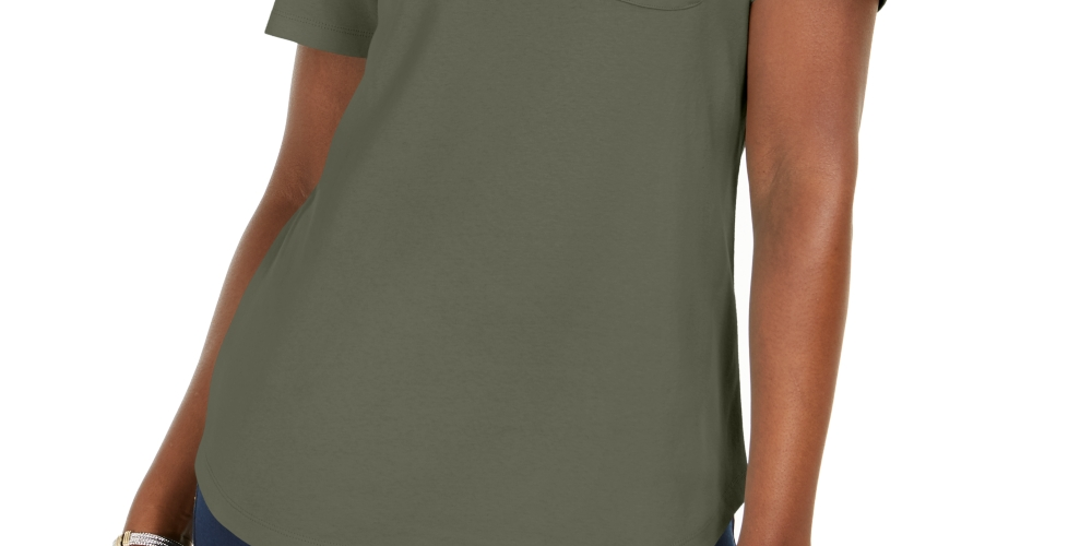 Karen Scott Women's Cotton Polo Shirt Green Size Small