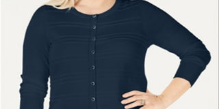 Charter Club Women's Plus Textured Cardigan Navy Size 3X