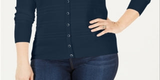 Charter Club Women's Plus Textured Cardigan Navy Size 3X