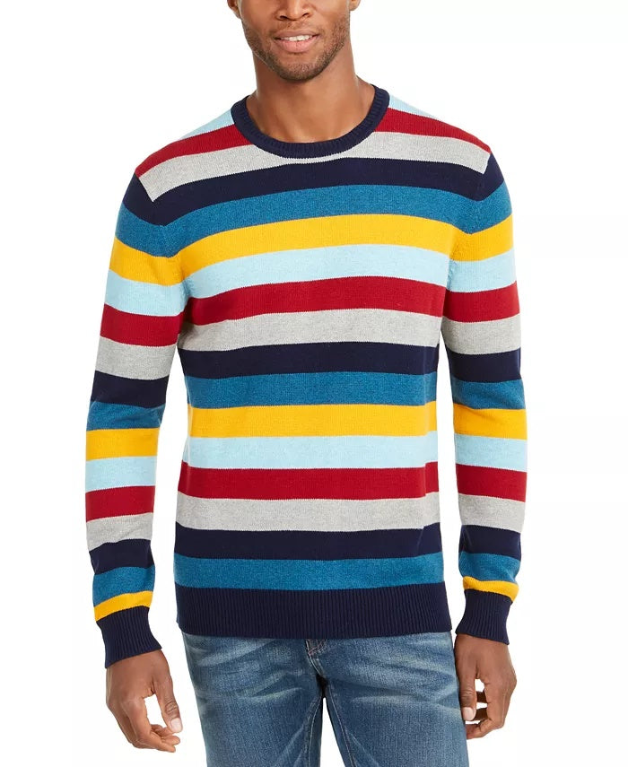 Club Room Men's Regular-Fit Multi-Stripe Sweater Blue Size XX-Large
