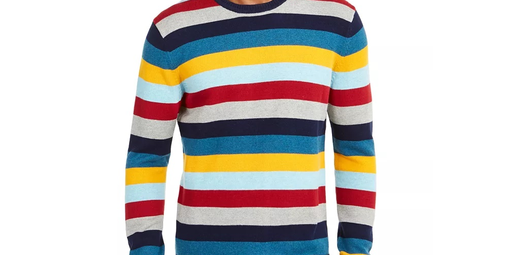 Club Room Men's Regular-Fit Multi-Stripe Sweater Blue Size XX-Large