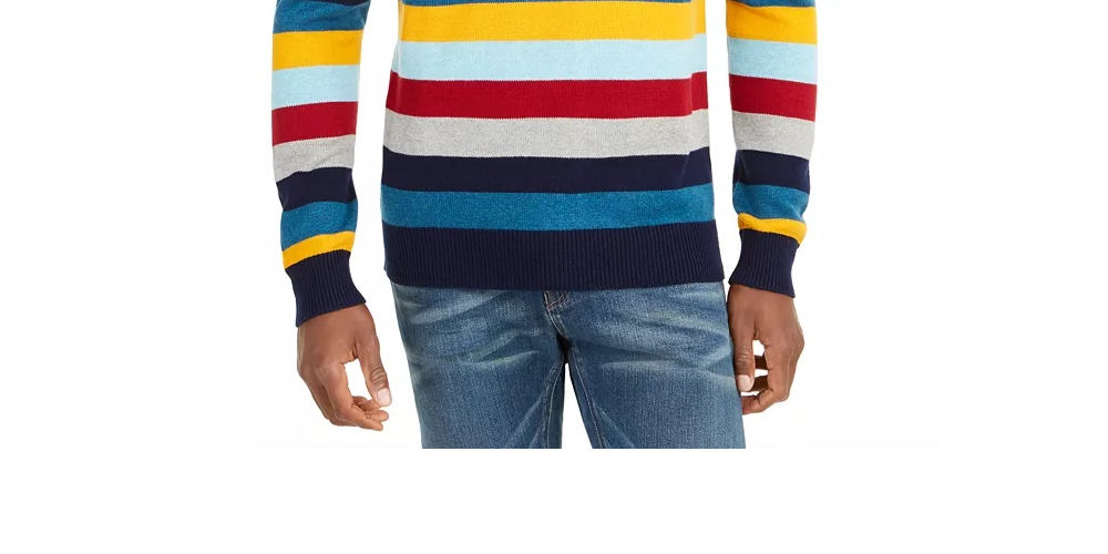 Club Room Men's Regular-Fit Multi-Stripe Sweater Blue Size XX-Large