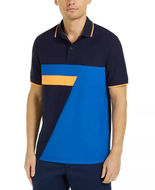 Club Room Men's Colorblocked Performance Polo Shirt Blue Size Size Small