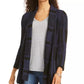 Style & Co Women's Plaid Jacquard Cardigan Sweater Blue Size Large