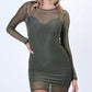 Lux La Women's 2 Mesh Mini Dress With Slip 2 Piece Black  Size SM