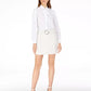 INC International Concepts Women's Belted Tweed A-Line Skirt White Size 6