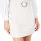 INC International Concepts Women's Belted Tweed A-Line Skirt White Size 6