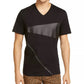 INC International Concepts Men's T-Shirts Zipped Front Faux Leather V Neck Black Size 48