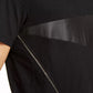 INC International Concepts Men's T-Shirts Zipped Front Faux Leather V Neck Black Size 48