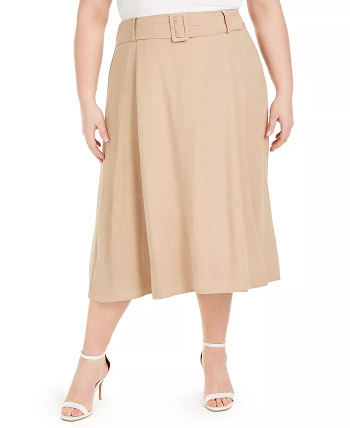 Alfani Women's Plus Size Belted Midi Skirt Brown Size Petite Small