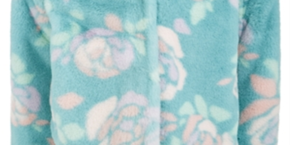 Epic Threads Toddler Girl's Floral Print Faux Fur Jacket Blue Size 3T