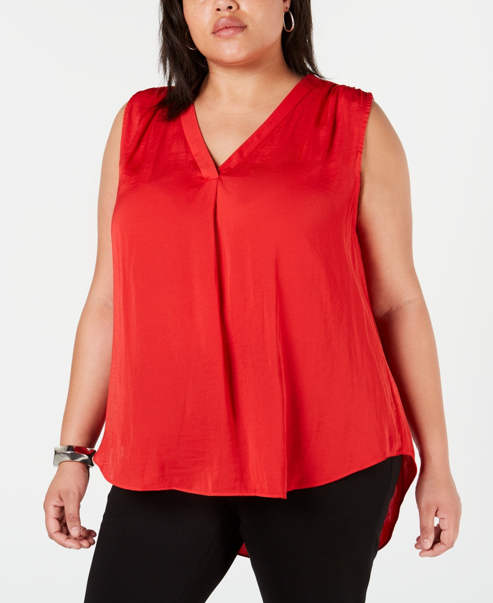 Alfani Women's Plus Size V-Neck Top Mediun Red Size 3X