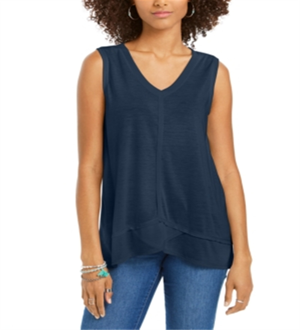 Style & Co Women's High Low Tank Top Navy Size S