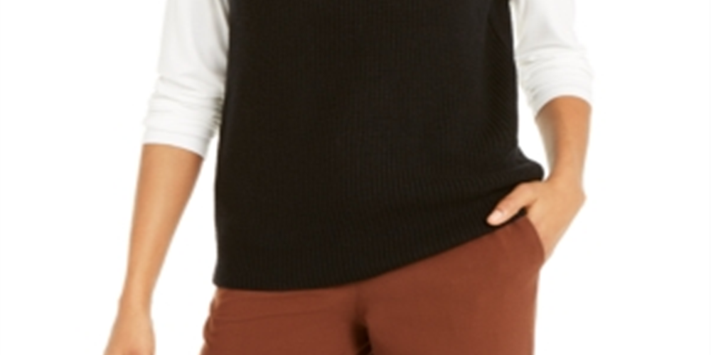 Alfani Women's Sleeveless Mock Neck Sweater Black Size Medium