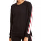 Ideology Women's Striped Long Sleeve Crew Neck Top Black Size Large