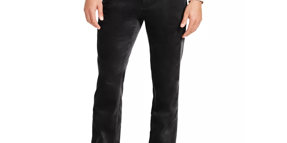 INC International Concepts Men's Big & Tall Slim-Fit Velvet Pants Black Size 44