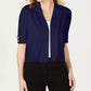 JM Collection Women's Open-Front Toggle-Sleeve Cardigan Blue Size Small