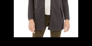 Charter Club Women's Petite Milano Cotton Completer Sweater Gray Size Petite Small