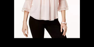 Charter Club Women's Petite Double Ruffle Solid Pintuck Top Pink Size Petite XL